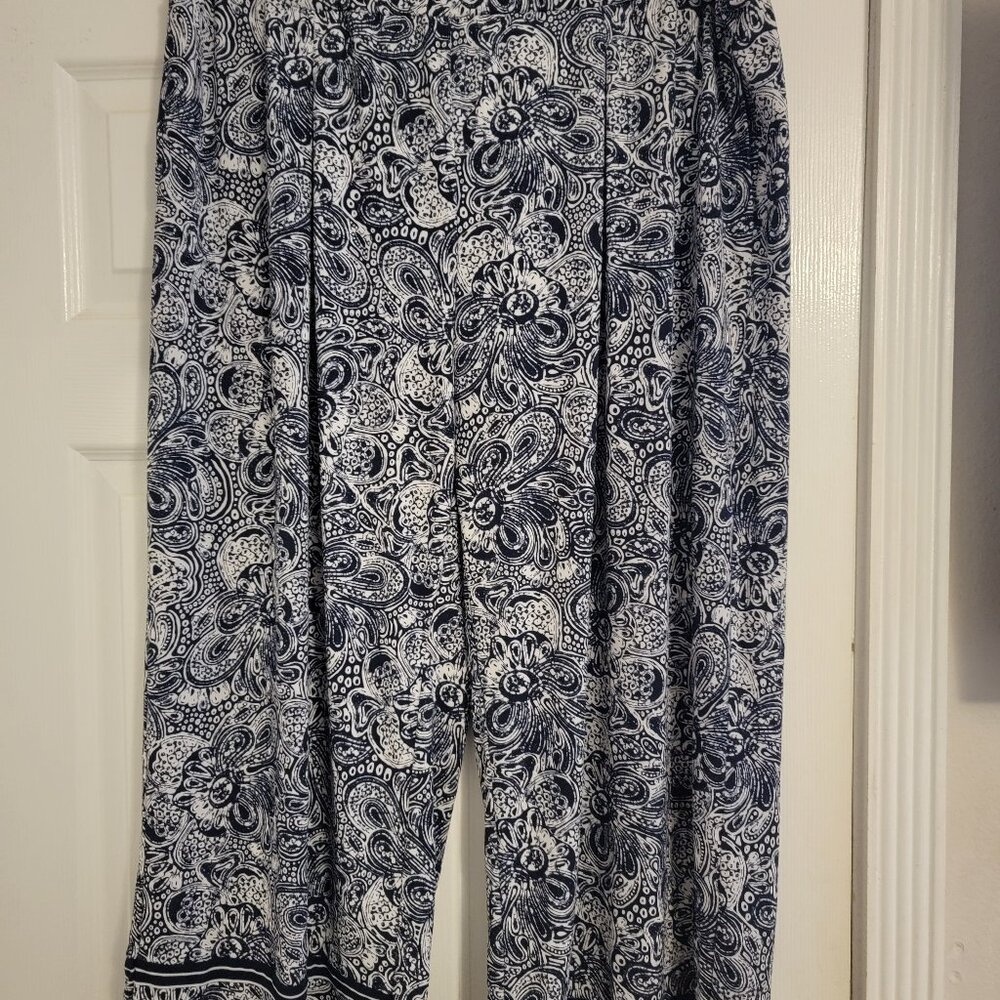 Michael Michael Kors Flowy Wide Leg Navy Capri Pants XL